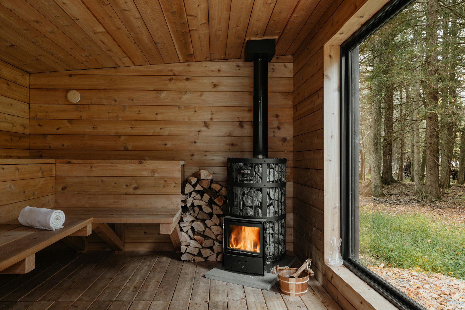 Intérieur de sauna en bois haut de gamme